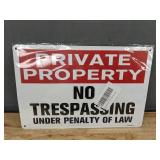 Private Property No Trespassing Metal Sign 8 x 12 Inch - Brand New