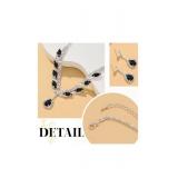 Black Crystal Rhinestone Necklace and Earring Set - Brand New