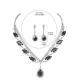 Black Crystal Rhinestone Necklace and Earring Set - Brand New