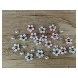 25 Flower Shoe Croc Charms, Pink and White - Brand New