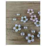 25 Flower Shoe Croc Charms, Pink and White - Brand New