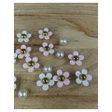 25 Flower Shoe Croc Charms, Pink and White - Brand New