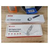 4 Kitchen Accessories: Milk Pot, Grater, Ice Cream Scoop, Thermometer - Brand New