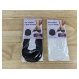 23 Brand New No Show Lace Socks, Black and White, Multiple Sizes