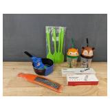Kitchen Essentials Lot - Cups, Milk Pot, Thermometer, Scoop, Grater & Spatulas - Brand New
