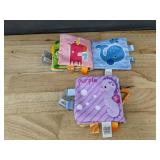 Moon and Stars Baby Gift Set: Silicone Bib, Hand & Foot Rattles, Crinkle Books - Brand New