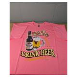 Gildan Save Water Drink Beer Graphic T-Shirt Adult XL, Pink - Brand New *P