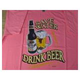 Gildan Save Water Drink Beer Graphic T-Shirt Adult XL, Pink - Brand New *P
