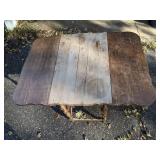 Wood drop-leaf table on casters (needs new wheels) *P