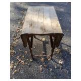 Wood drop-leaf table on casters (needs new wheels) *P