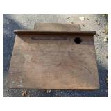 Antique Wood and Cast Iron School Desk, 28.5"H x 21.5"W *P