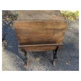 Antique Wood and Cast Iron School Desk, 28.5"H x 21.5"W *P