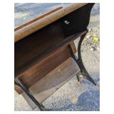 Antique Wood and Cast Iron School Desk, 28.5"H x 21.5"W *P