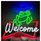 Budweiser Welcome Frog Beer LED Neon Sign - Brand New