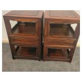A Pair of Vintage Rosewood Nightstands / End Tables made in Hong Kong.