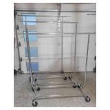 3 Collapsible Chrome Steel Rolling Clothing Racks. Different sizes.