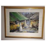 Impressionist painting by James Duggan. Ladies at The Flower Market.