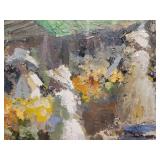Impressionist painting by James Duggan. Ladies at The Flower Market.