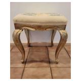 Vintage Needlepoint & Gilt Wood Foot Stool