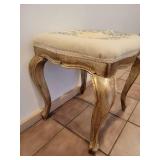 Vintage Needlepoint & Gilt Wood Foot Stool