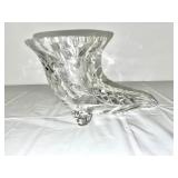 Cut Crystal Cornucopia Vase with Footed Base