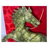 Green Serpentine Stone Carved Horse Sculpture