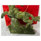 Green Serpentine Stone Carved Horse Sculpture