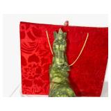 Green Serpentine Stone Carved Horse Sculpture