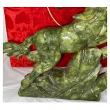 Green Serpentine Stone Carved Horse Sculpture