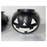 Set of 2 Large Plastic Halloween Cauldrons and Pumpkin Pail