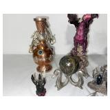 Fantasy Dragon Figurines, Crystal Ball Stand, Goblets, and Decorative Collectibles Set