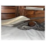 Fantasy Curved Blade Knife with Ornate Dragon Style Handle