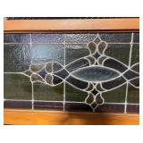 Framed Stained Glass Window Panel with Decorative Design, 47x19 Inches