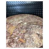 Antique Marble Top Pedestal Table with Carved Wood Base