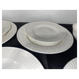 White Ceramic Dinnerware Set with Plates, Bowls, and Covered Serving Dish