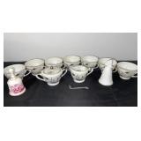 Lefton China Hand Painted Wheat Pattern Tea Set with Cups and Bells