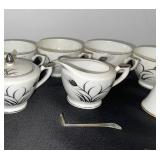 Lefton China Hand Painted Wheat Pattern Tea Set with Cups and Bells