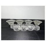 Set of 4 Pressed Glass Salt Cellars and 9 Crystal Napkin Rings