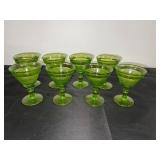 Set of 8 Vintage Green Depression  Glass Dessert or Cocktail Goblets