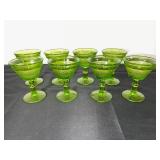 Set of 8 Vintage Green Depression  Glass Dessert or Cocktail Goblets