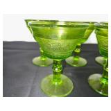 Set of 8 Vintage Green Depression  Glass Dessert or Cocktail Goblets
