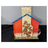 Vintage Tin Litho Dollhouse with Carport and Fireplace Detail