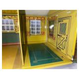 Vintage Tin Litho Dollhouse with Carport and Fireplace Detail