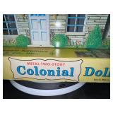 Vintage Louis Marx Metal Two-Story Colonial Doll House with Original Box