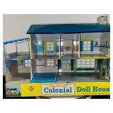Vintage Louis Marx Metal Two-Story Colonial Doll House with Original Box