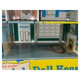 Vintage Louis Marx Metal Two-Story Colonial Doll House with Original Box