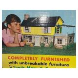 Vintage Louis Marx Metal Two-Story Colonial Doll House with Original Box