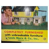 Vintage Louis Marx Metal Two-Story Colonial Doll House with Original Box