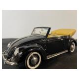 Vintage Volkswagen Beetle Convertible Diecast Model Car Black with Tan Interior