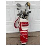Vintage Golf Bag with Assorted Golf Clubs